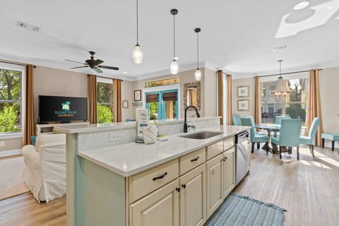Plenty of counter space in the open kitchen.