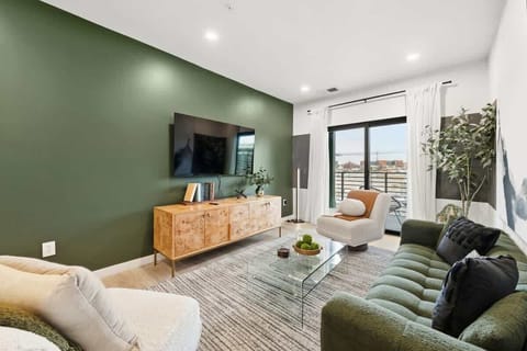 Chic living space with smart TV