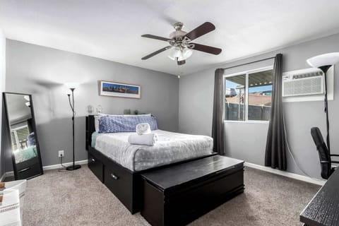 Cozy bedroom designed for a restful night’s sleep.