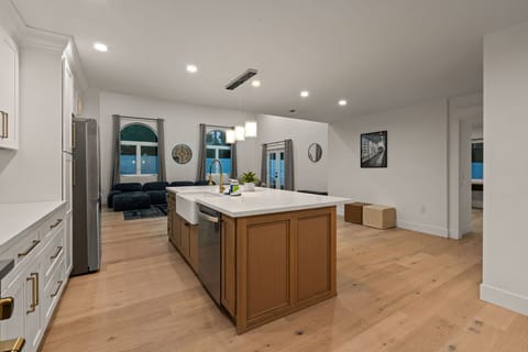 Modern kitchen with a large central island