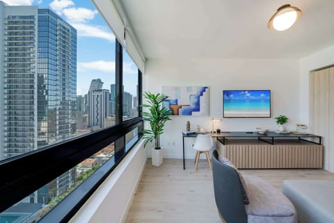 Experience the magic of the skyline from the comfort of your living room.