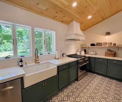 Farmhouse sink with views