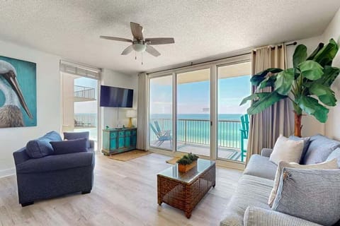 Open concept living area with stylish furnishings and