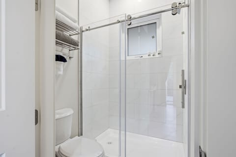 Large shower and toilet.
