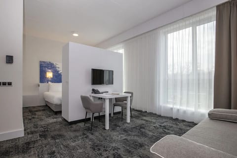 Stretch out in the spacious studio living area filled with daylight.