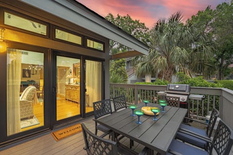 Dine under the sunset on you down private patio