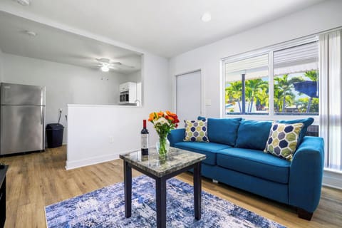 Cozy living room with a pull out sofa bed and TV