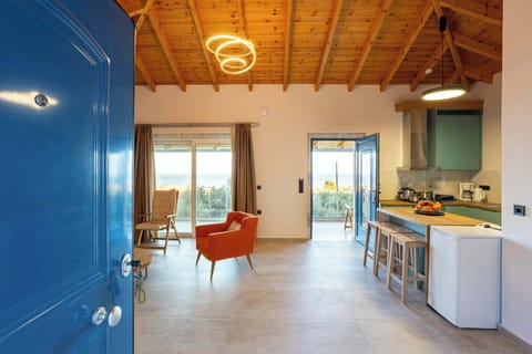 Open-plan layout connecting living and kitchen