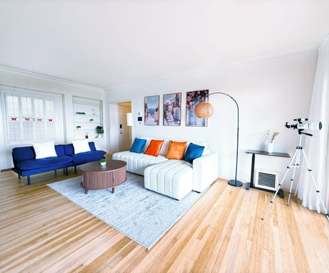 Soak in the tranquil vibes with colorful artwork, a comfy layout, and a telescope ready for stargazing or skyline spotting.