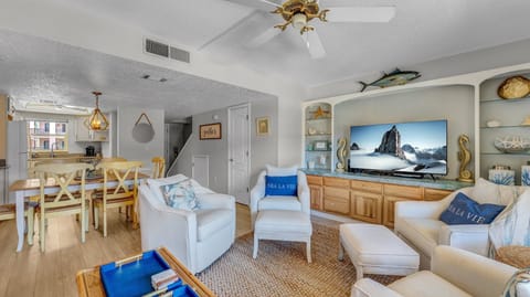 Bright & airy living room with smart TV