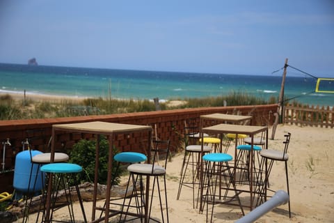 On the beach, white sand