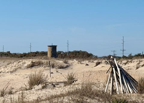 About 6 blocks south on the beach! WW2 submarine observation tower.