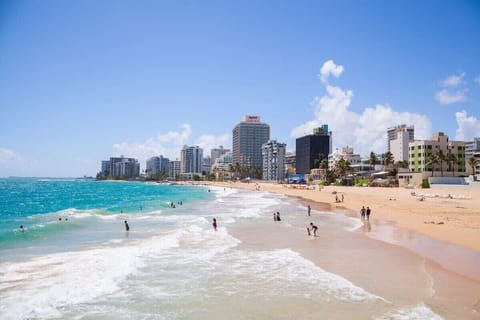 Condado Beach just less than 5 minutes walking distance from guesthouse