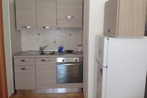 Fridge, stovetop, coffee/tea maker, cookware/dishes/utensils