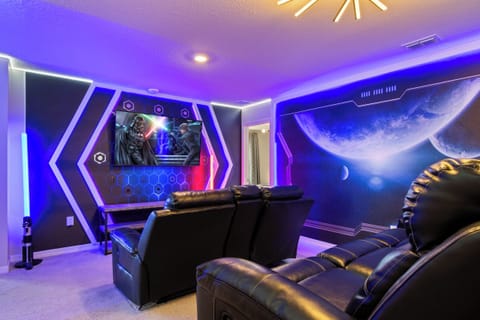 After a long day of fun, enjoy the evening relaxing to your favorite movie.