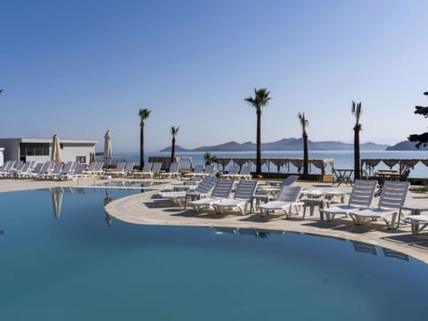 2 outdoor pools, open 10:00 AM to 6:00 PM, free cabanas, pool umbrellas