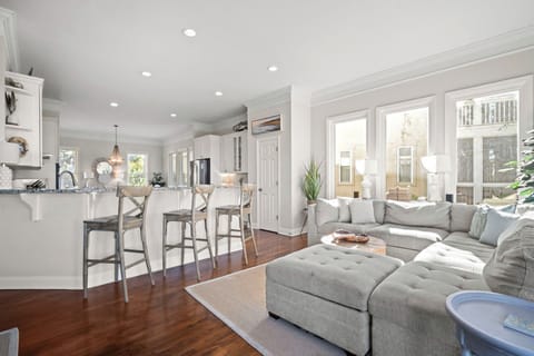 Kitchen Bar Seating and Living Room