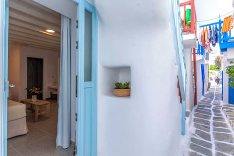 Traditional Mykonian alley entrance