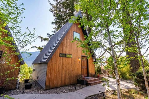 Tucked in the trees and all yours — a charming A-frame retreat where the forest does the decorating.
