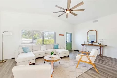 Living area with comfortable seating, perfect for relaxing after a beach day.