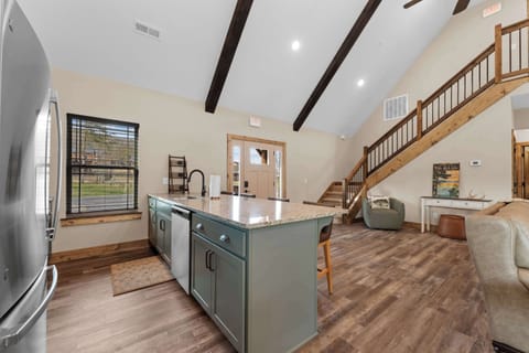 The kitchen greets you as you walk in.