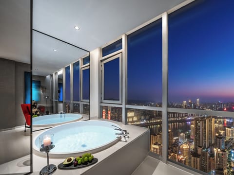 180° River View Family Room (1 King + 1 Sofa Bed) | Bathroom | Free toiletries, hair dryer, bathrobes, slippers