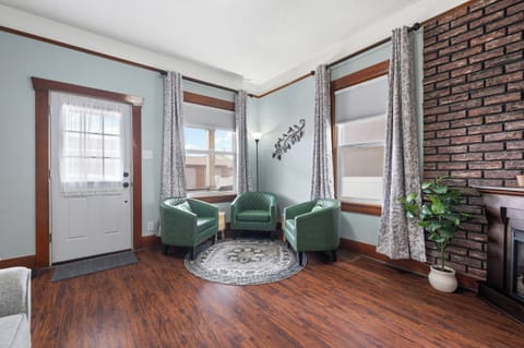 Enter in to the gathering space - perfect for planning out your days events, or enjoying an evening beverage by the fire