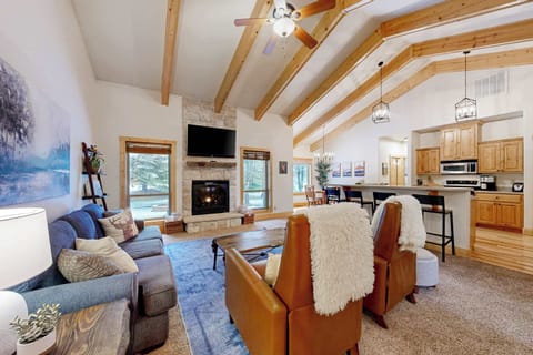 Living Room, Vaulted Ceilings and Fireplace