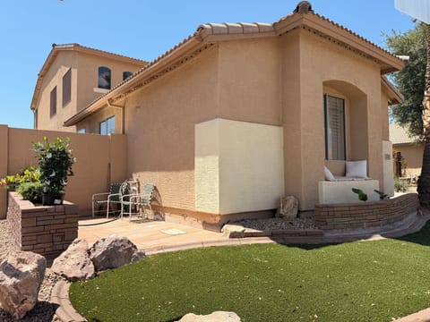Patio and raise bed garden