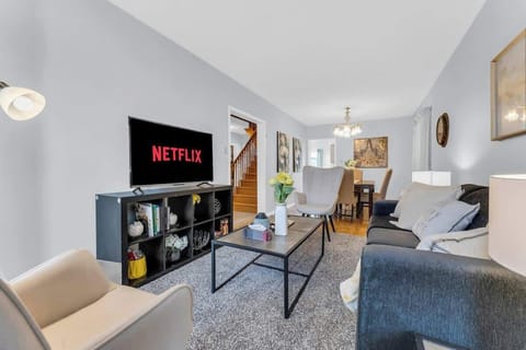 Living room with comfortable seating and Smart TV