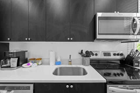 Coffee lovers, rejoice! Our kitchen features a Keurig machine to kickstart your mornings. Plus, with all the other essentials at your fingertips, you'll feel right at home whipping up your favorite dishes.