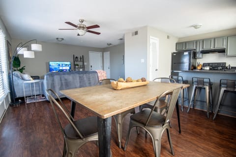 The dining area in Unit B has plenty of seating for everyone to gather together for their favorite meal or a game of cards - you choose!