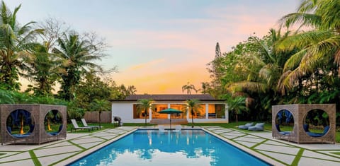 Outdoor pool, sun loungers