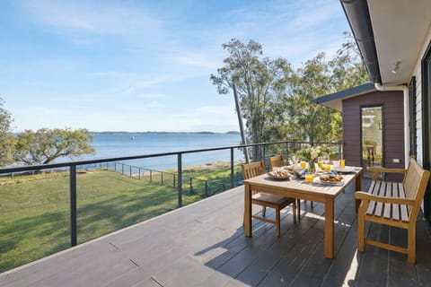 Upstairs balcony overlooking the water