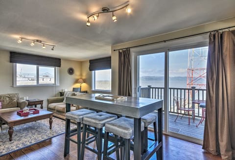 Living Room | Sliding Glass Doors | Balcony Access & Water Views
