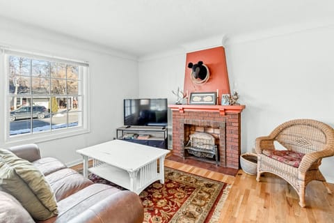 Living room with comfy furniture and smart TV