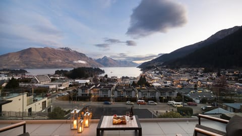 Lake and mountain views from the patio