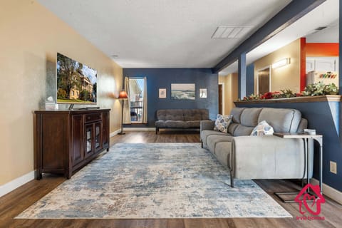 Modern living room with stylish decor and furnishings.