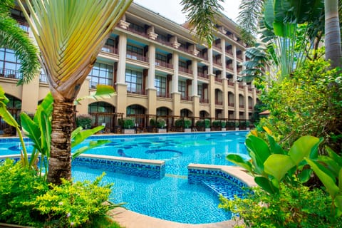 Outdoor pool, sun loungers