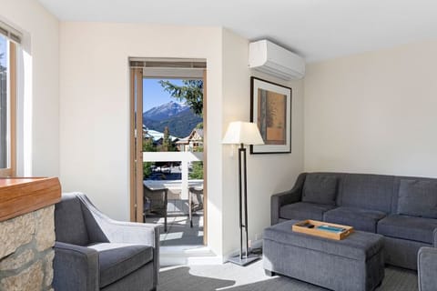 Step toward the balcony and savor crisp mountain views.