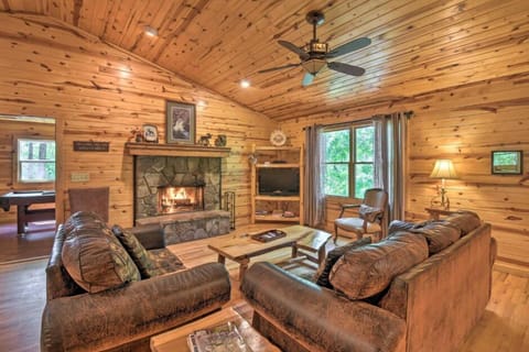 Cozy up to a movie in front of the wood burning fireplace