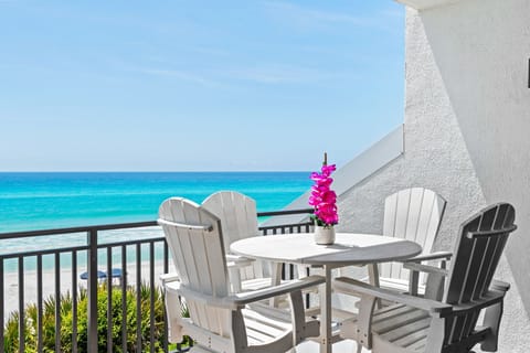 Gulf front townhouse design on 30A with panoramic ocean views and private beach.