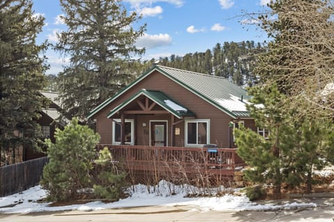 Cozy mountain cabin retreat surrounded by towering pines