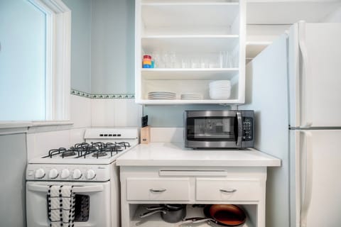 Compact kitchen stocked for beachside cooking
