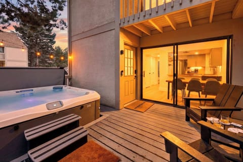 Après starts here—soak in the private hot tub, sip by the firelight glow, and step inside to a warm, inviting condo retreat.