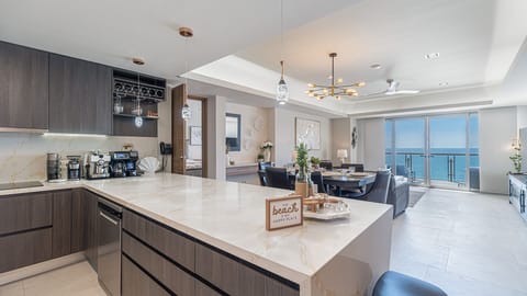 View from behind the kitchen counter