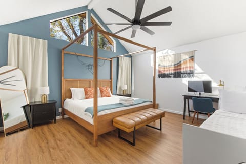 Masters bedroom, work space, additional bed with TV