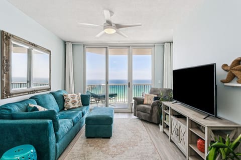 Living room with water view