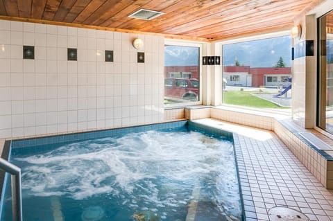 The indoor hot tub and sauna are open daily — worth every minute after a full day in Kananaskis