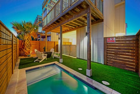 Evening shot of the private plunge pool area with ambient lighting. (Southern Cross)